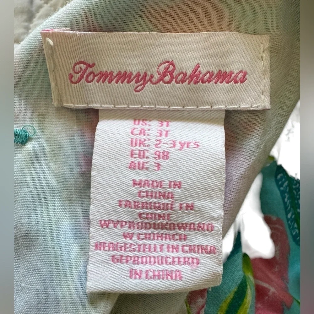 Tommy Bahama Sleeveless Asymmetrical Hem Lined Back Cut Out Button Dress Sz 3T